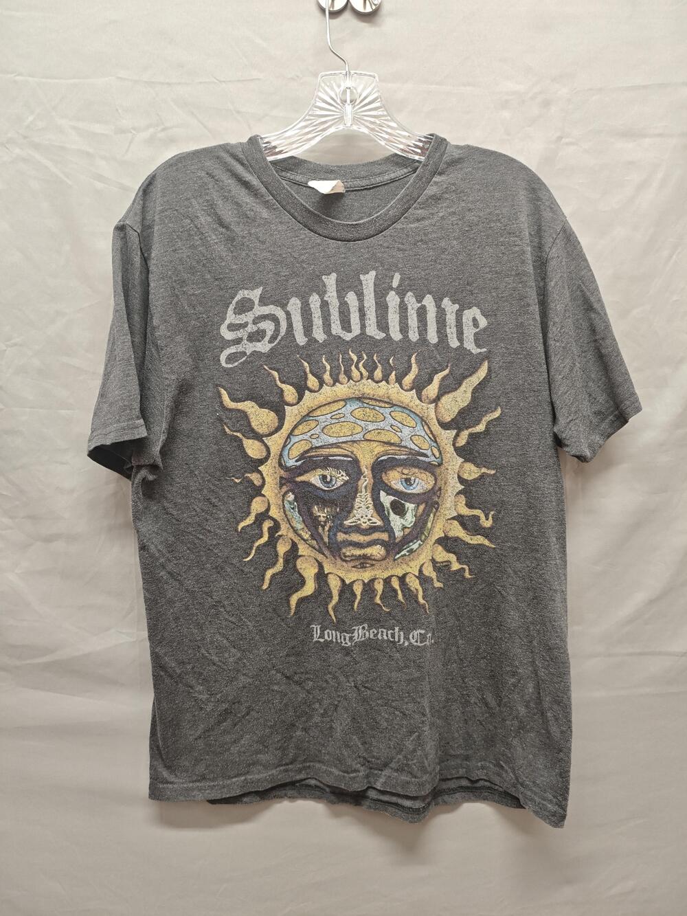 Sublime Shirt Mens Large Gray Sun Graphic Long Beach CA Band Rock Ska Punk Tee